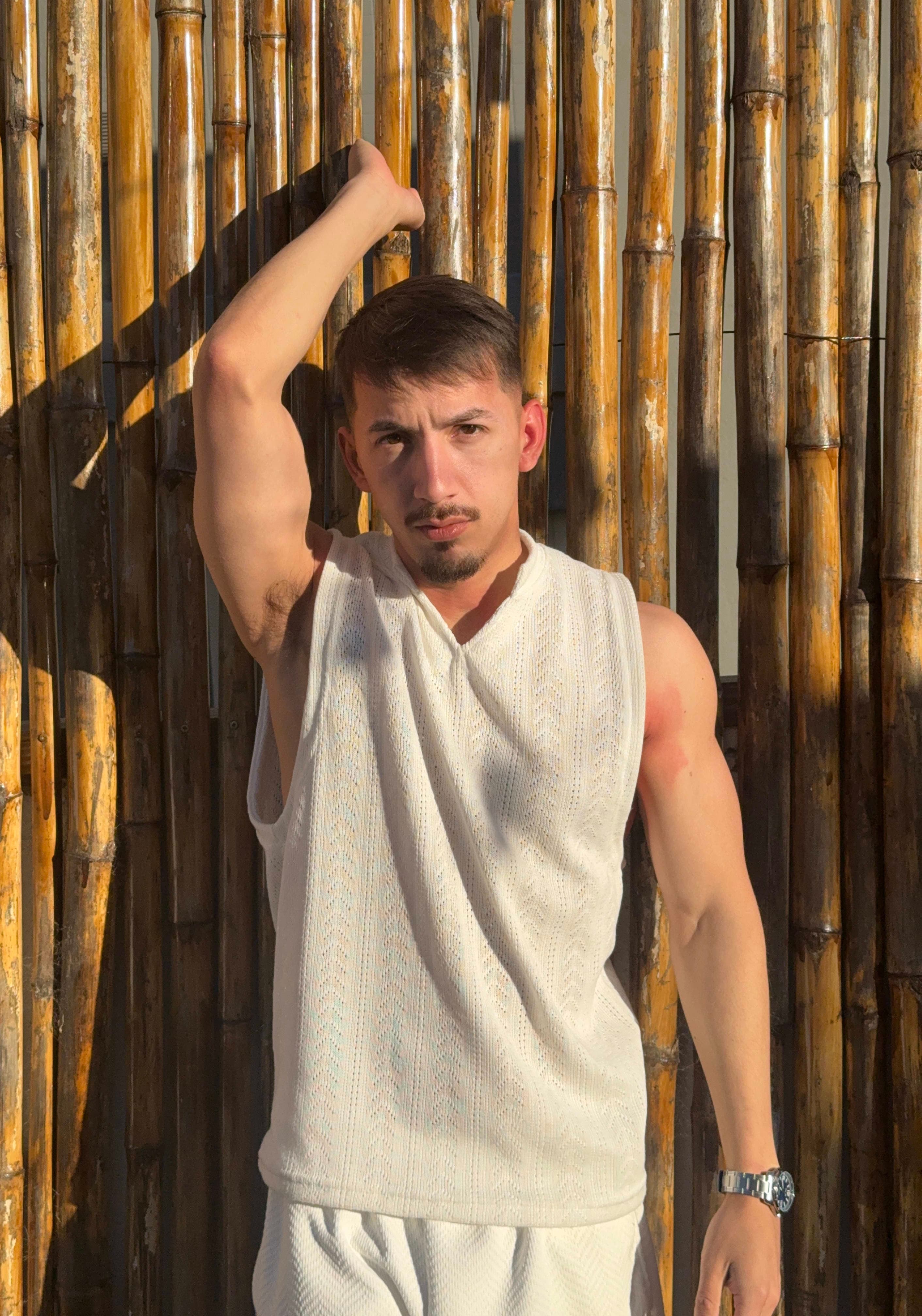 Musculosa blanca tejido